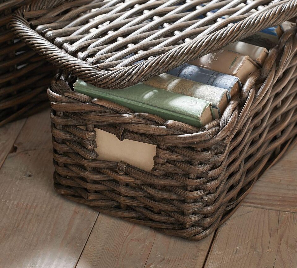 Aubrey Woven Lidded Baskets Charcoal Pottery Barn Australia